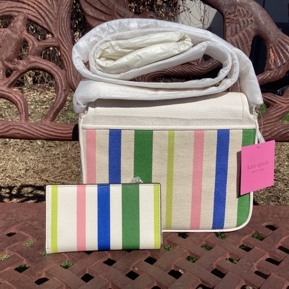 NWT kate spade Matching Set Run Around Stripe Bag & Bradley Breezy Strip… - Picture 6 of 12